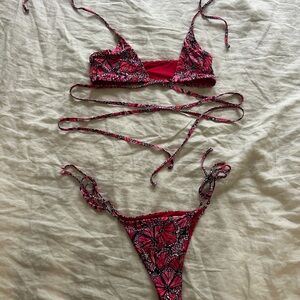 Women's Pink Butterfly Bikini Set